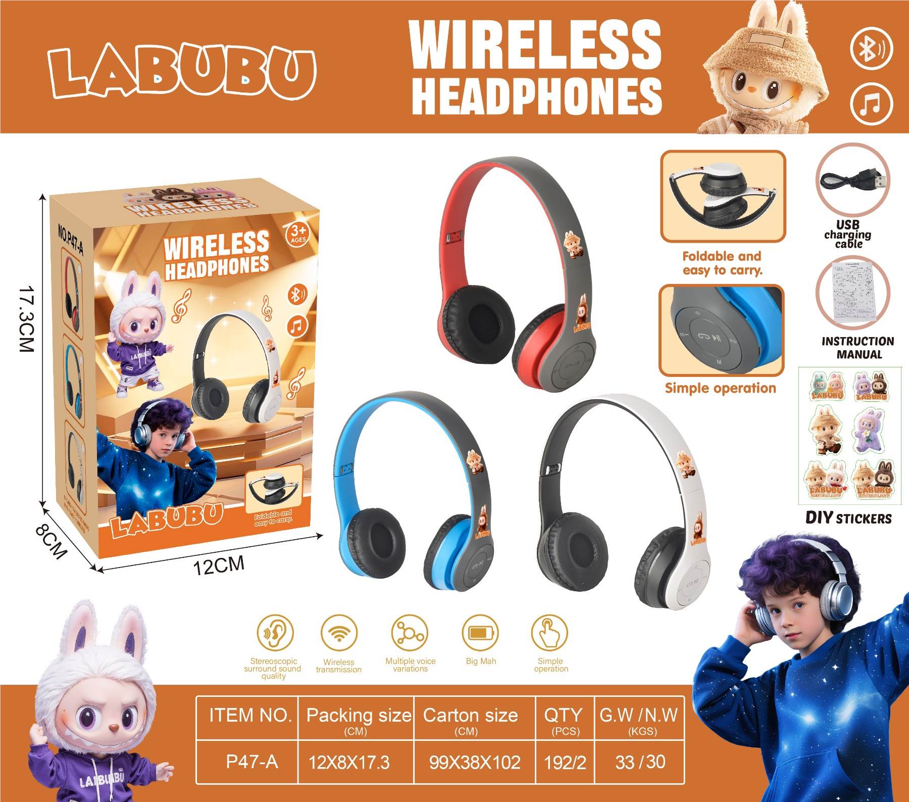 MP3 Bluetooth наушники La-Bu-Bu
