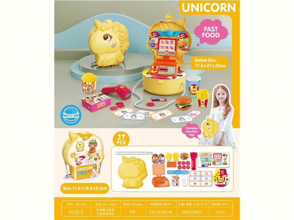 Игровой набор "Единорог": гамбургерная, рюкзак, касса