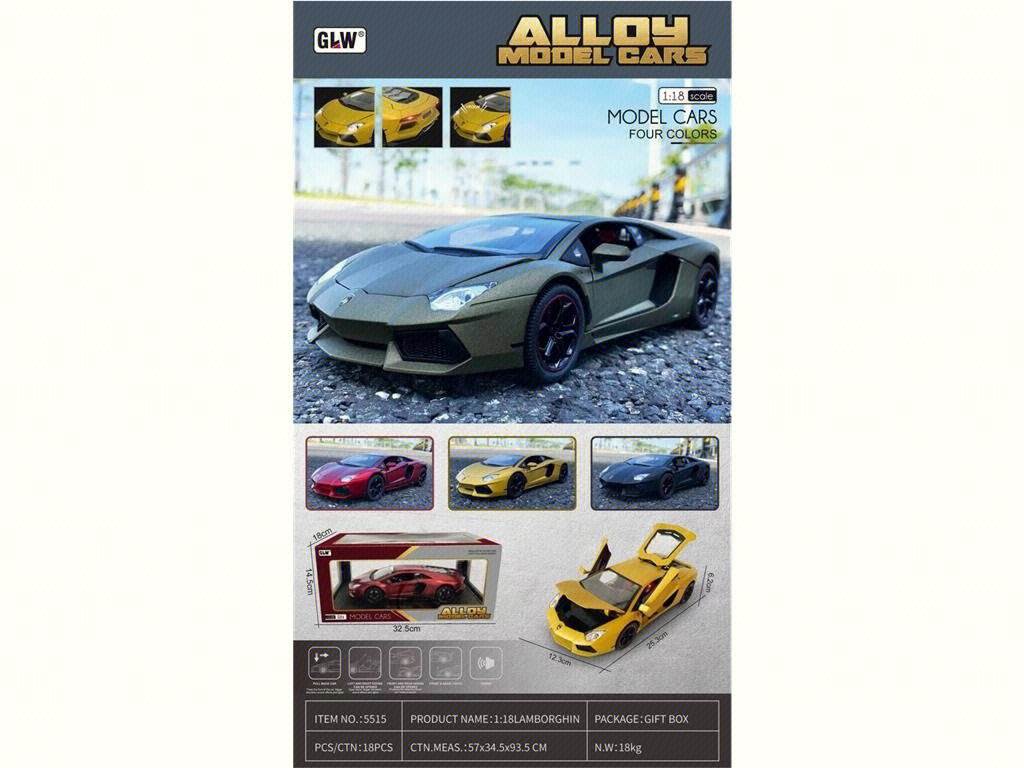 Металлическая модель Lamborghini 1:18, свет, звук