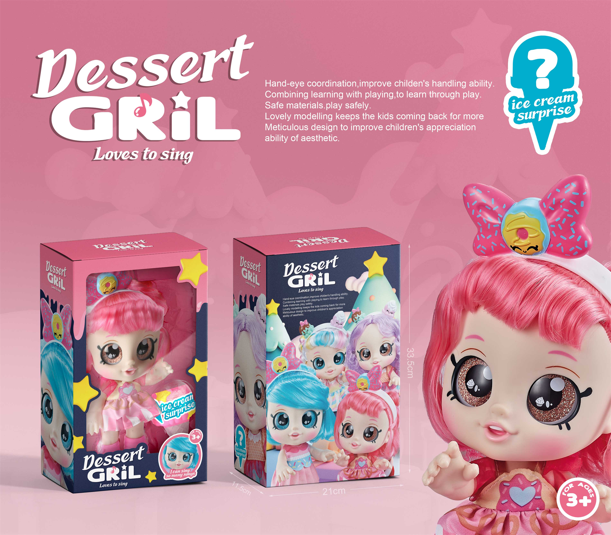 Музыкальная кукла-сюрприз Candy Doll Barbie, 30 см (розовая)