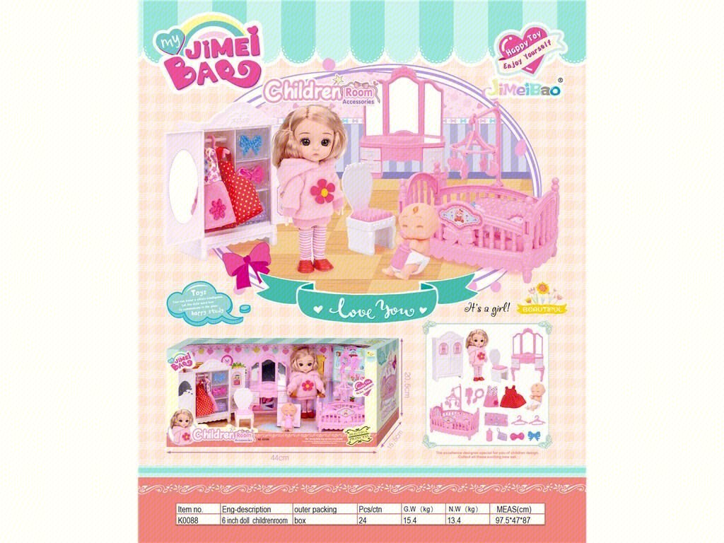 Мини-кукла в комнате 15 см, в коробке