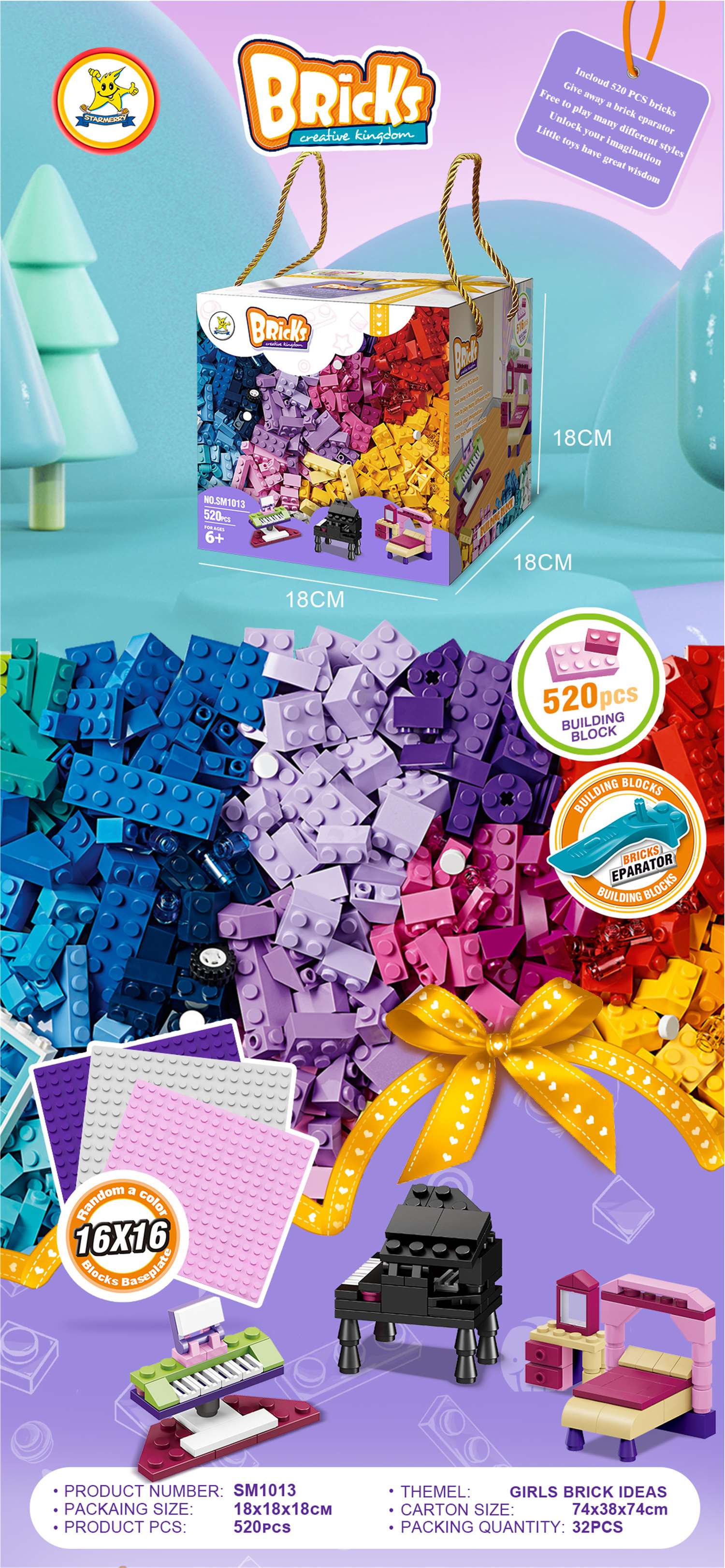 Конструктор LEGO-типа "Творческая группа", мелкие детали