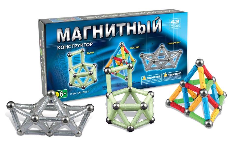 Светящийся магнитный конструктор 42 детали