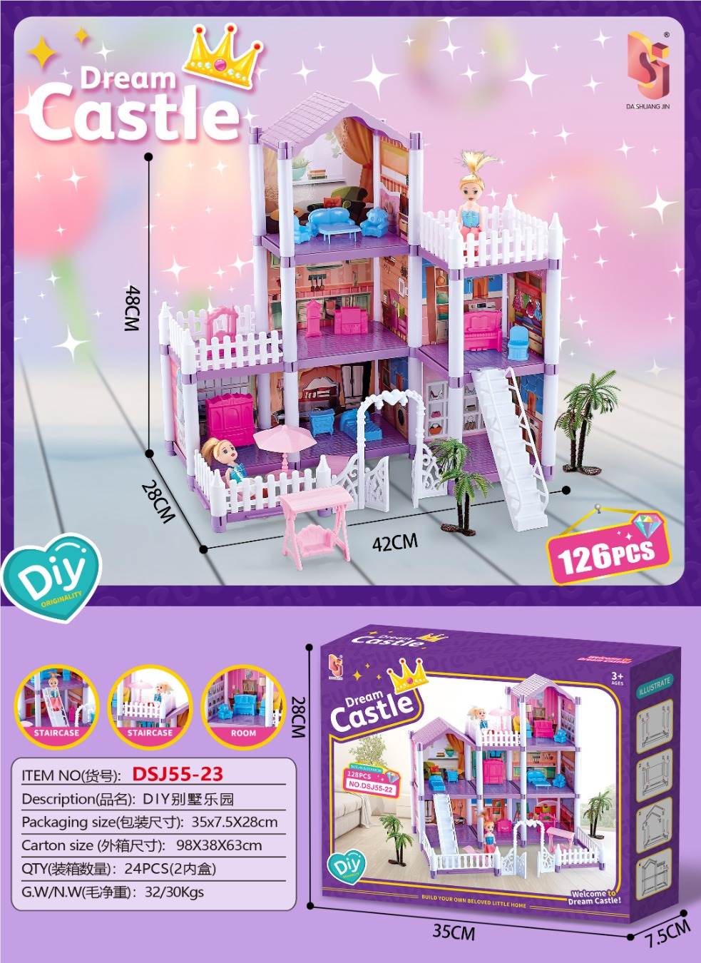 Кукольный домик-конструктор DIY Villa Playhouse