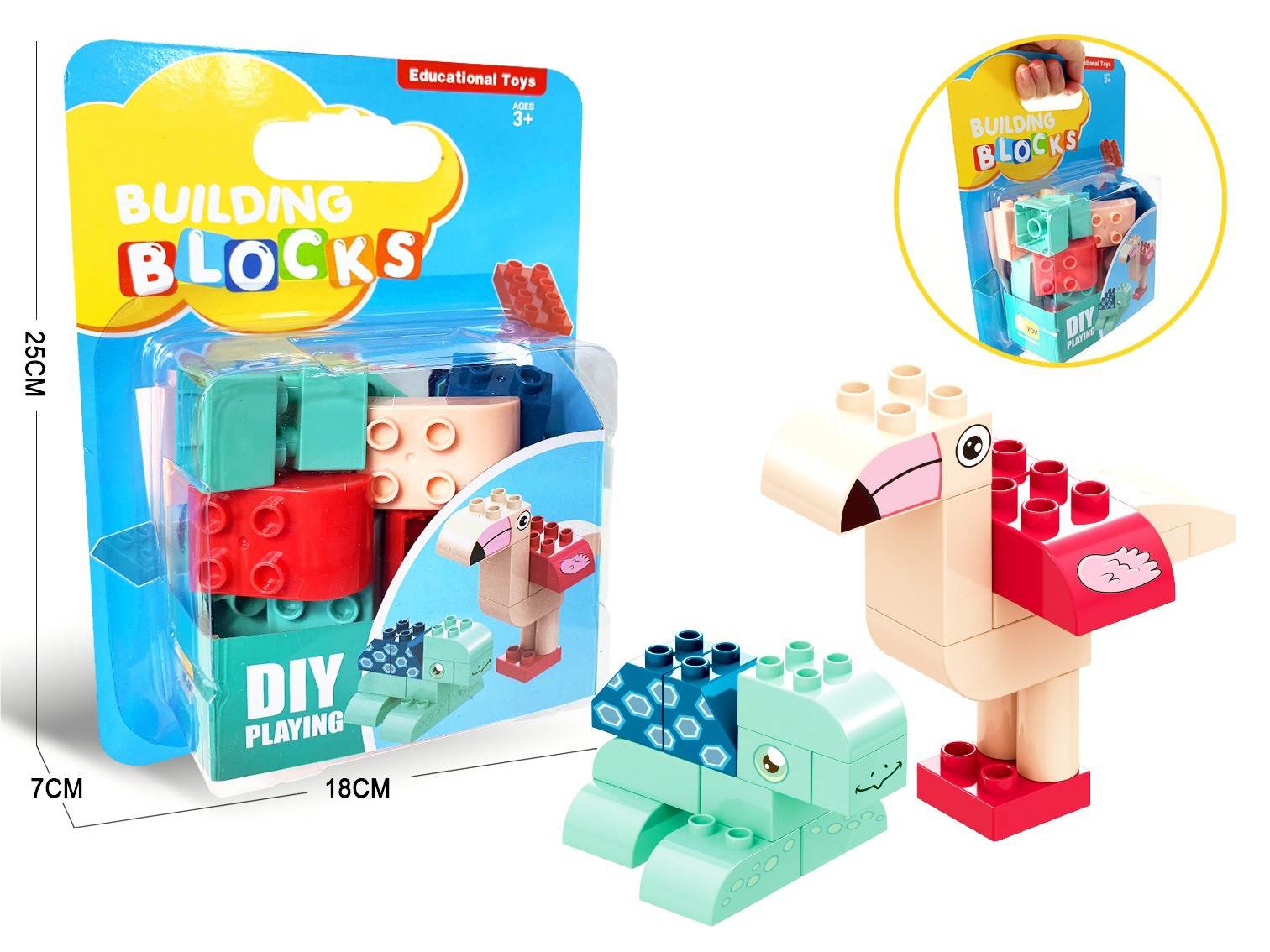 Конструктор Flamingo/Turtle, большие блоки, 21 деталь, совместим с LEGO