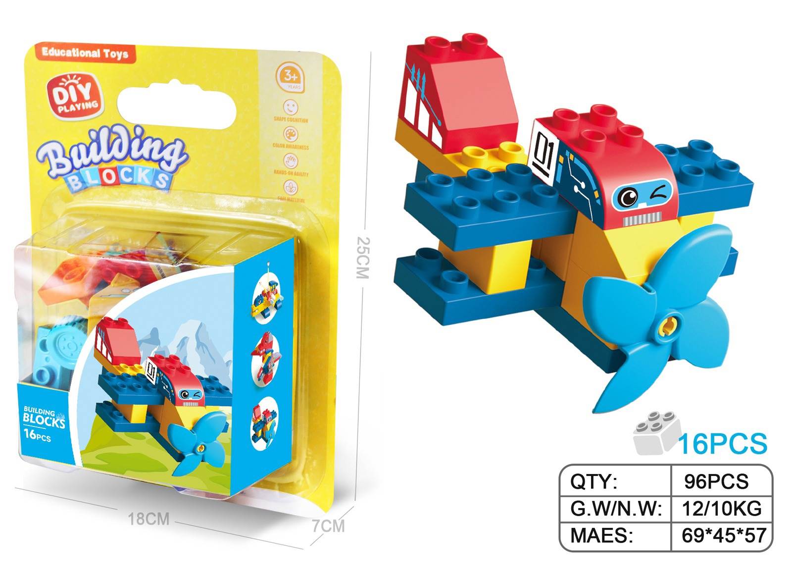 Конструктор-самолет, совместимый с LEGO, 18 деталей