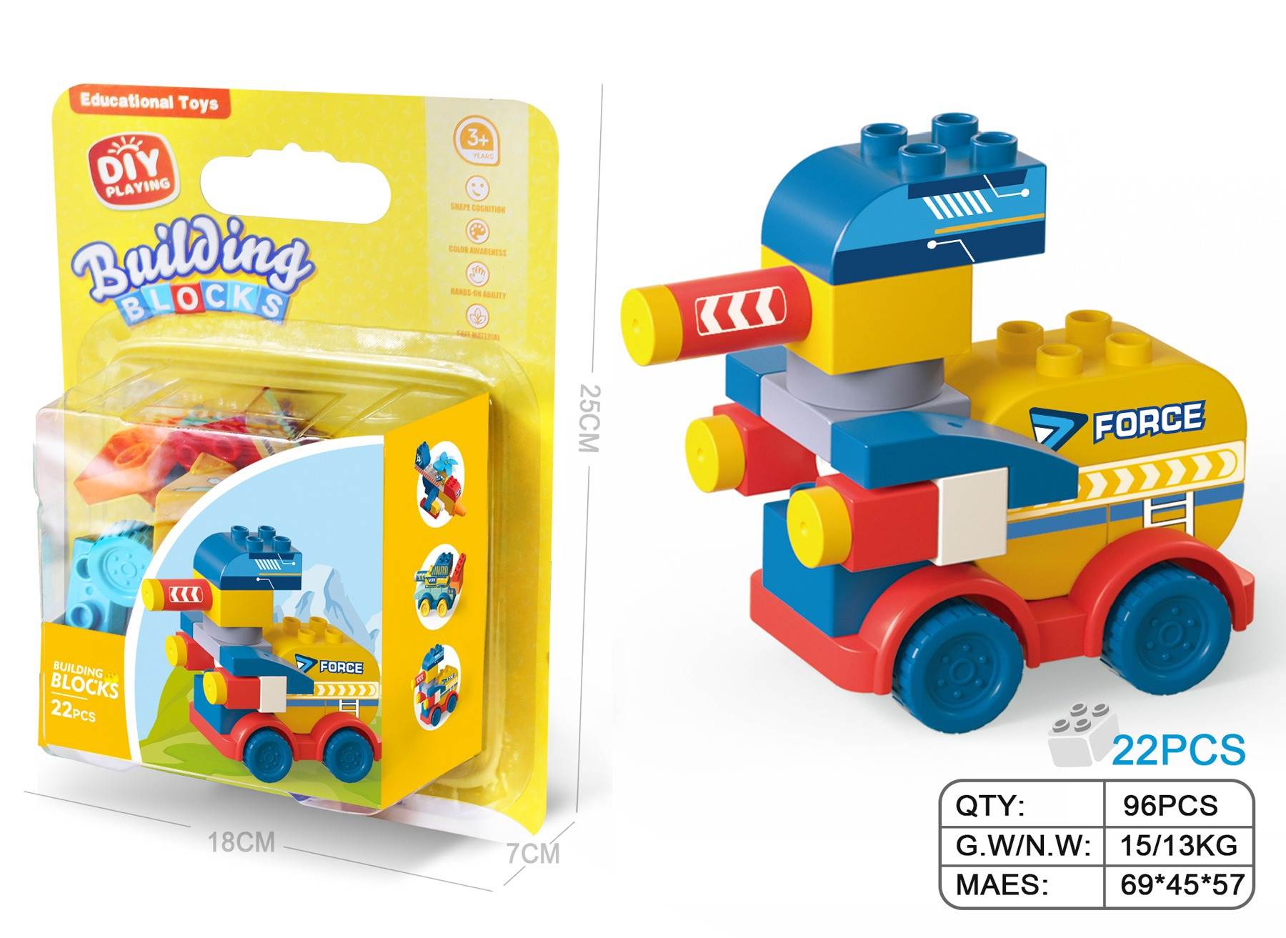 Лазерный танк, совместимый с LEGO Big-Block (22 детали)