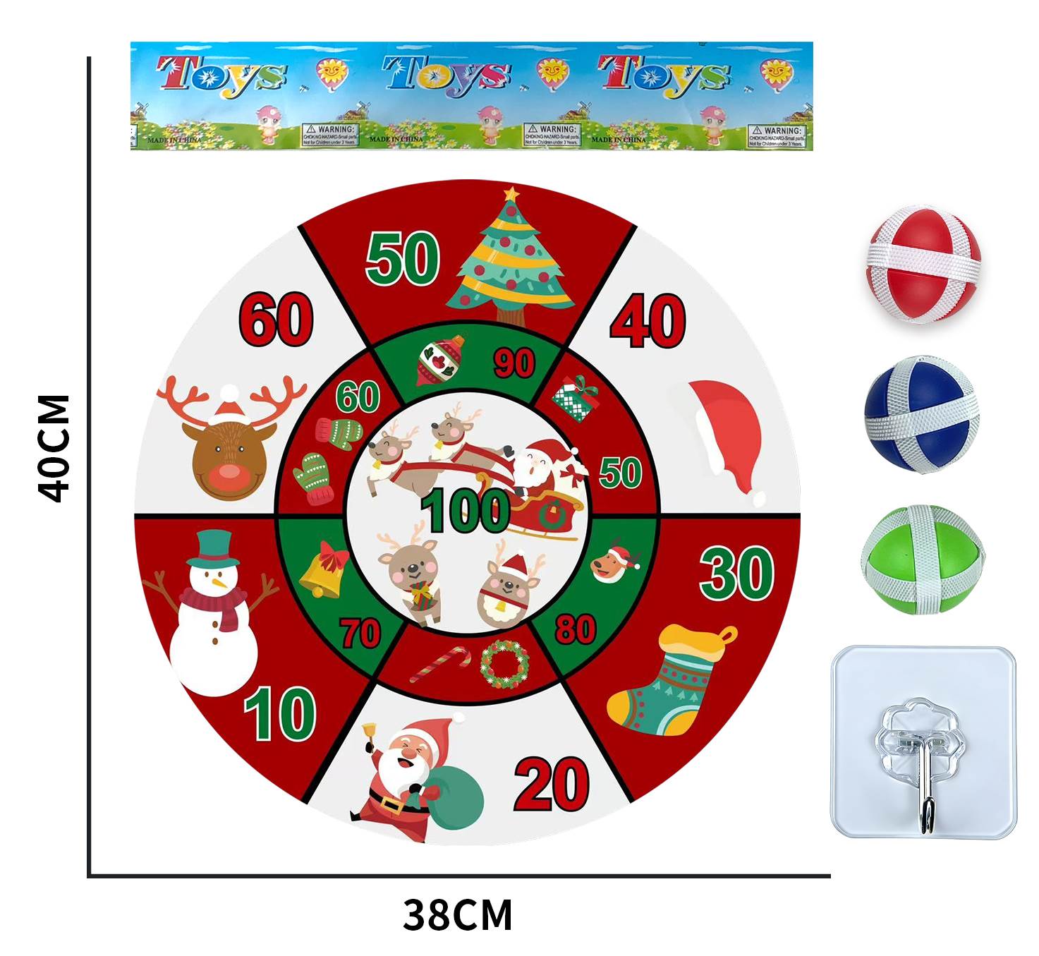 Мишень новогодняя липучка 36см