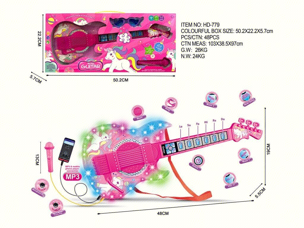 Детская гитара с подсветкой "Dazzling light guitar"