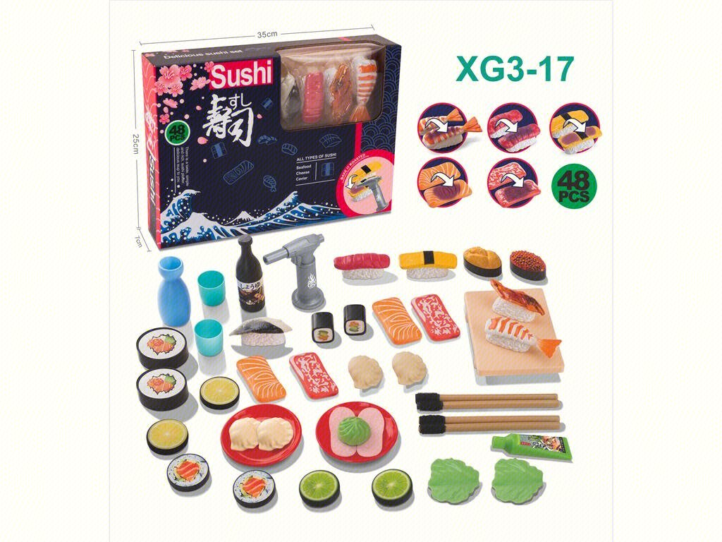 Набор для приготовления суши DIY, 48 предметов, меняет цвет