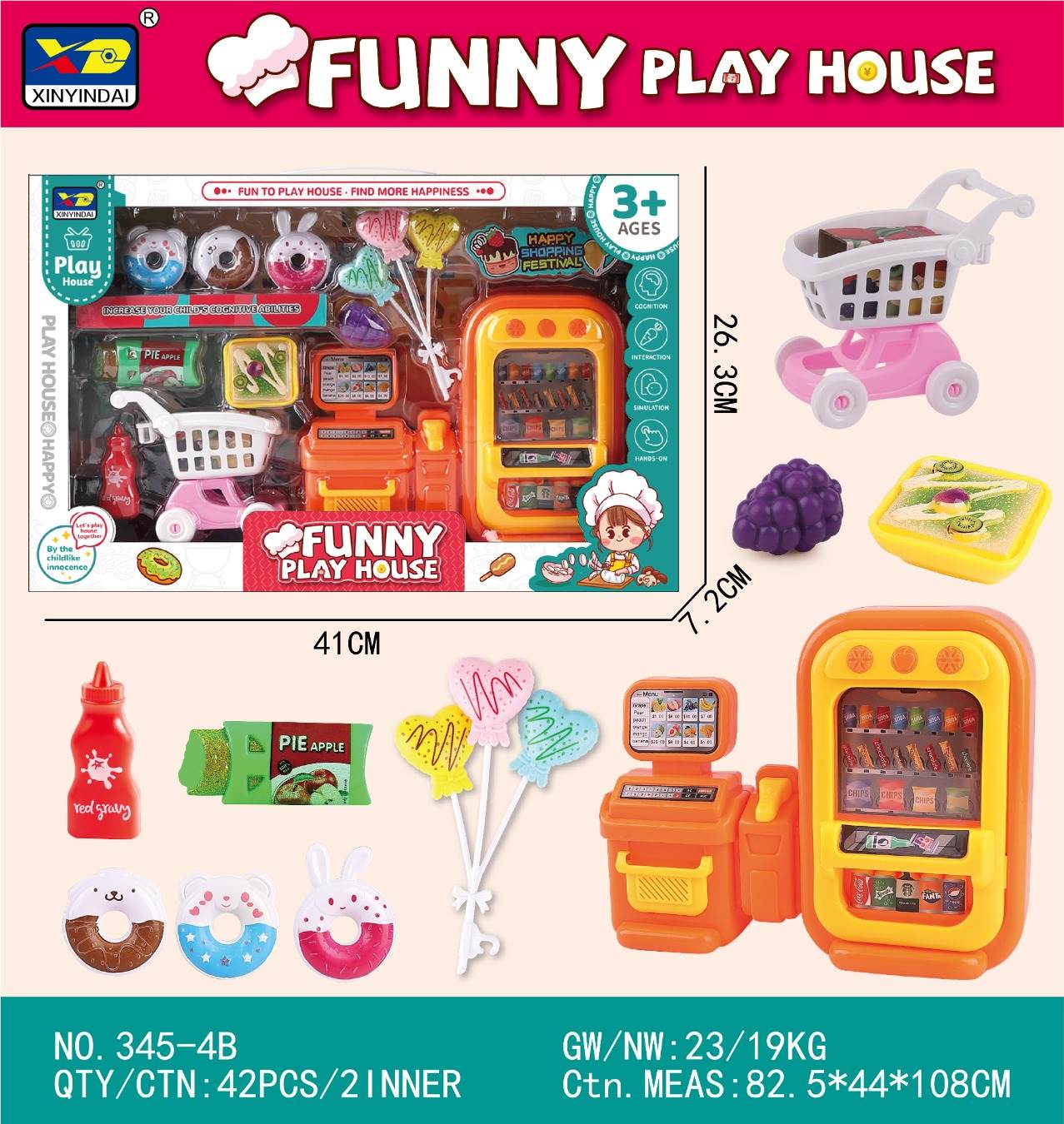 Игровой набор "Сладкий магазин": продукты, касса, прилавок