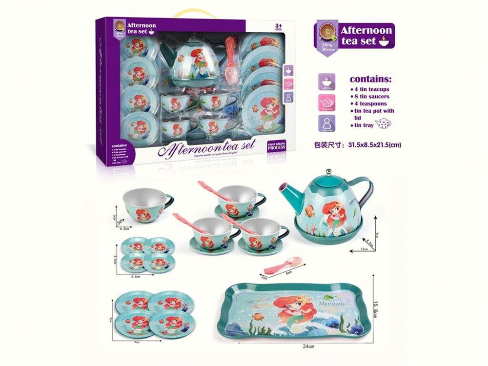 Чайный сервиз русалочки, жестяной, для сюжетно-ролевых игр