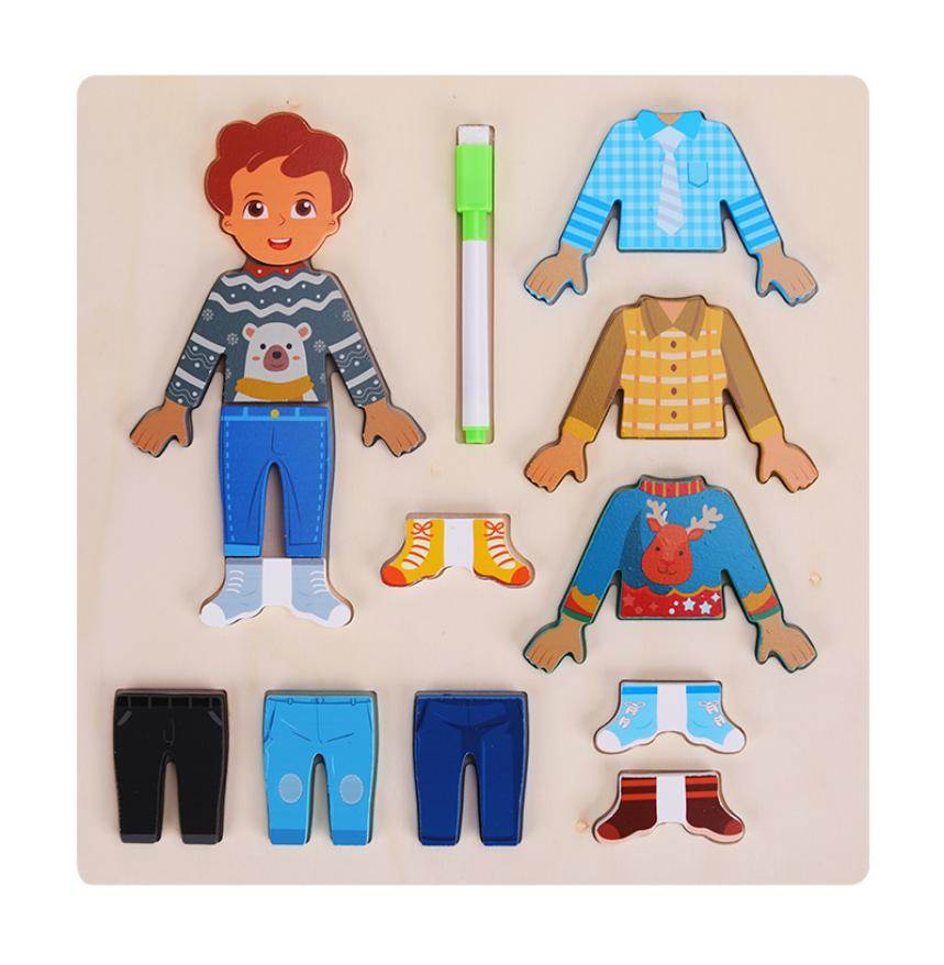 Деревянная игра-одевалка + доска для рисования