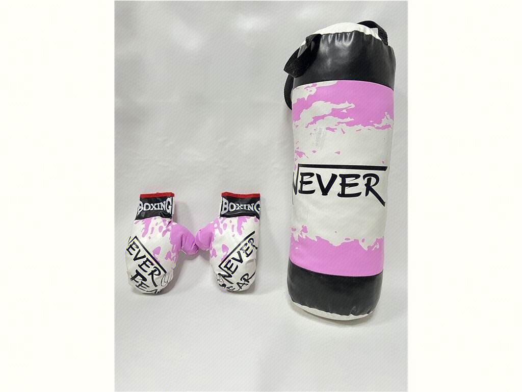 Боксерский набор NEVER Pink White: перчатки, груша, мишень