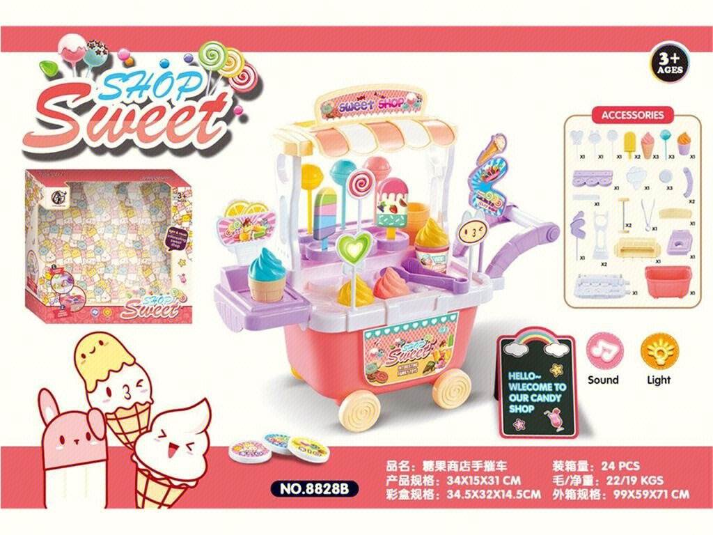Игрушечная тележка с конфетами, имитация