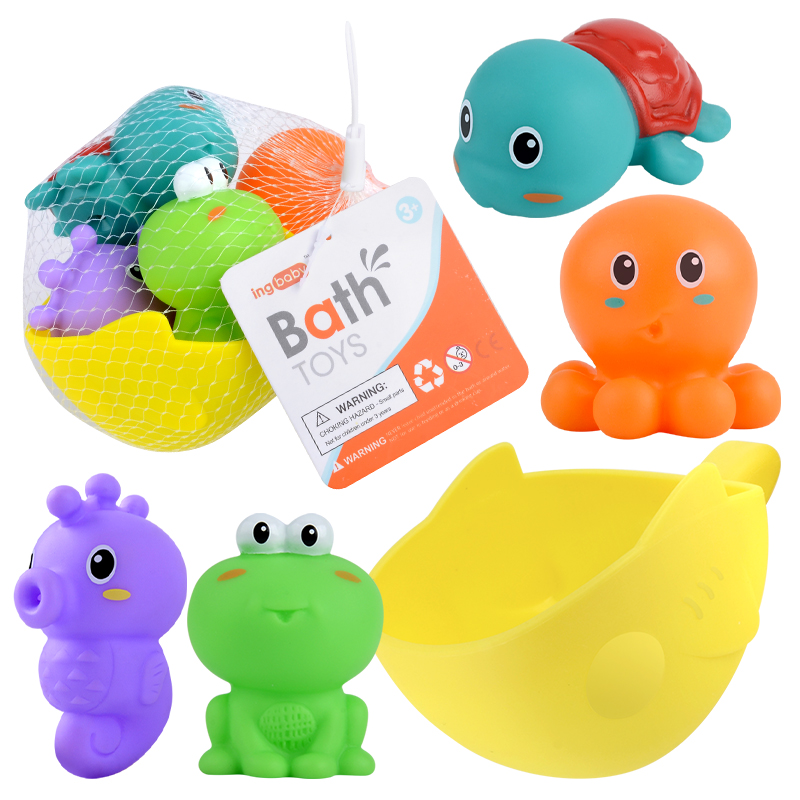 Набор виниловых игрушек для ванной "Морские животные", 5 шт.