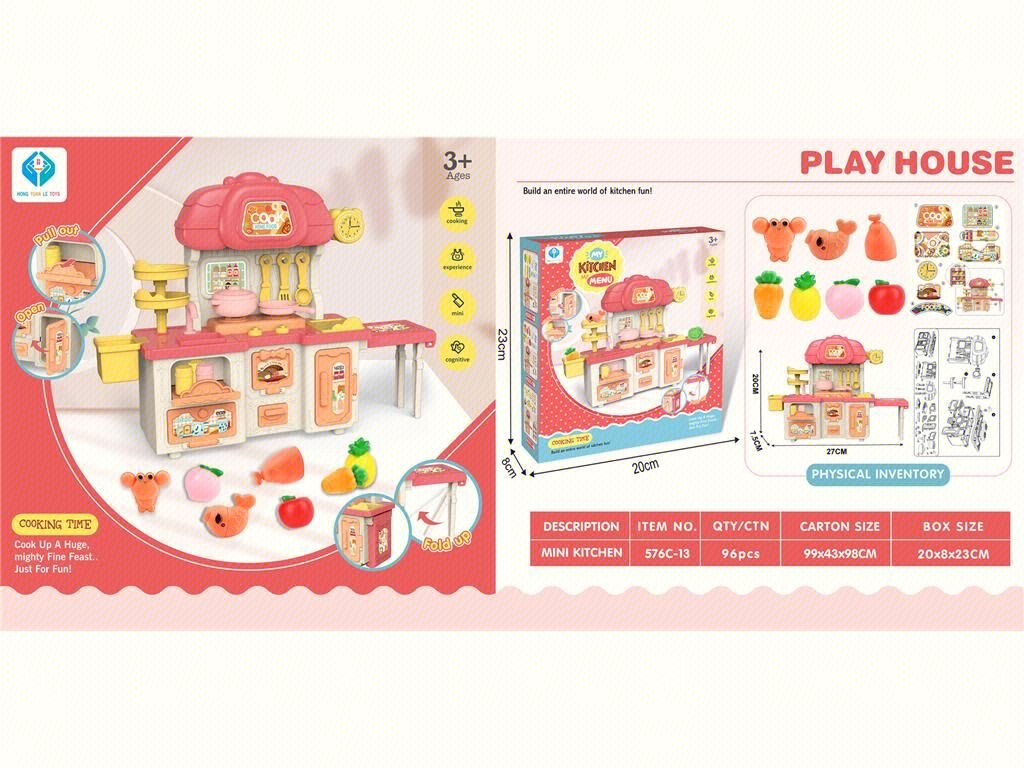Игровой набор "Кухонный шкафчик с морепродуктами и фруктами"