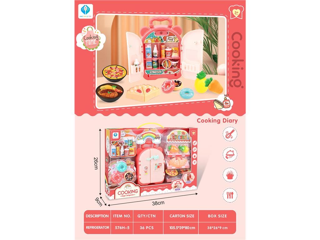 Игрушечный холодильник с продуктами для сюжетно-ролевых игр