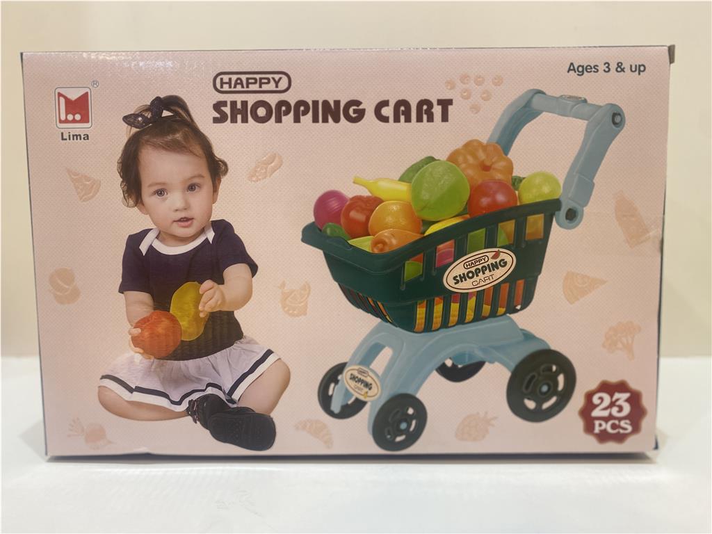 Игрушечная тележка для покупок (продукты в комплекте)