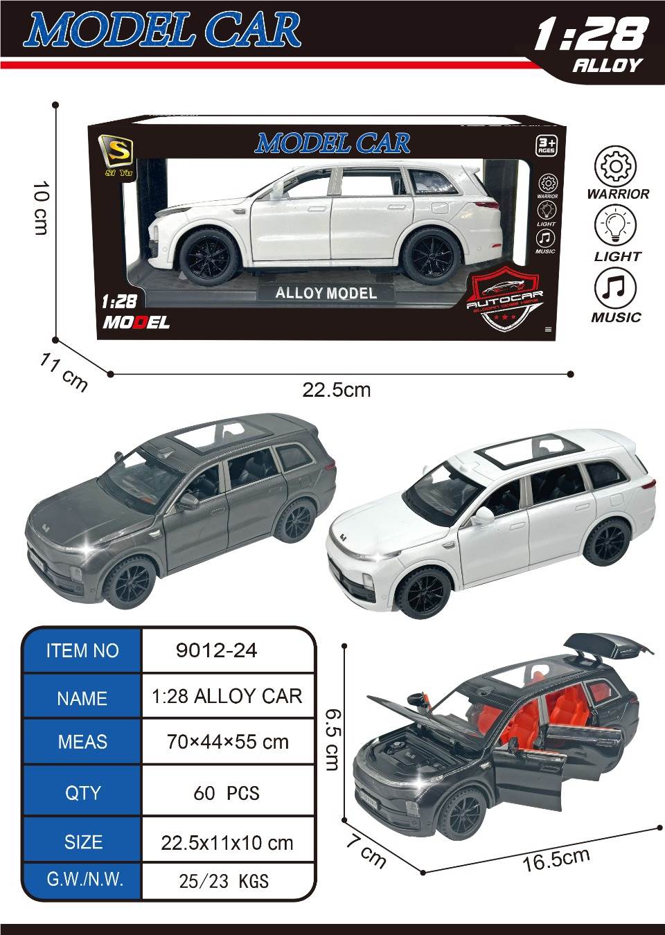 Металлическая модель автомобиля Li Auto L9, масштаб 1:28