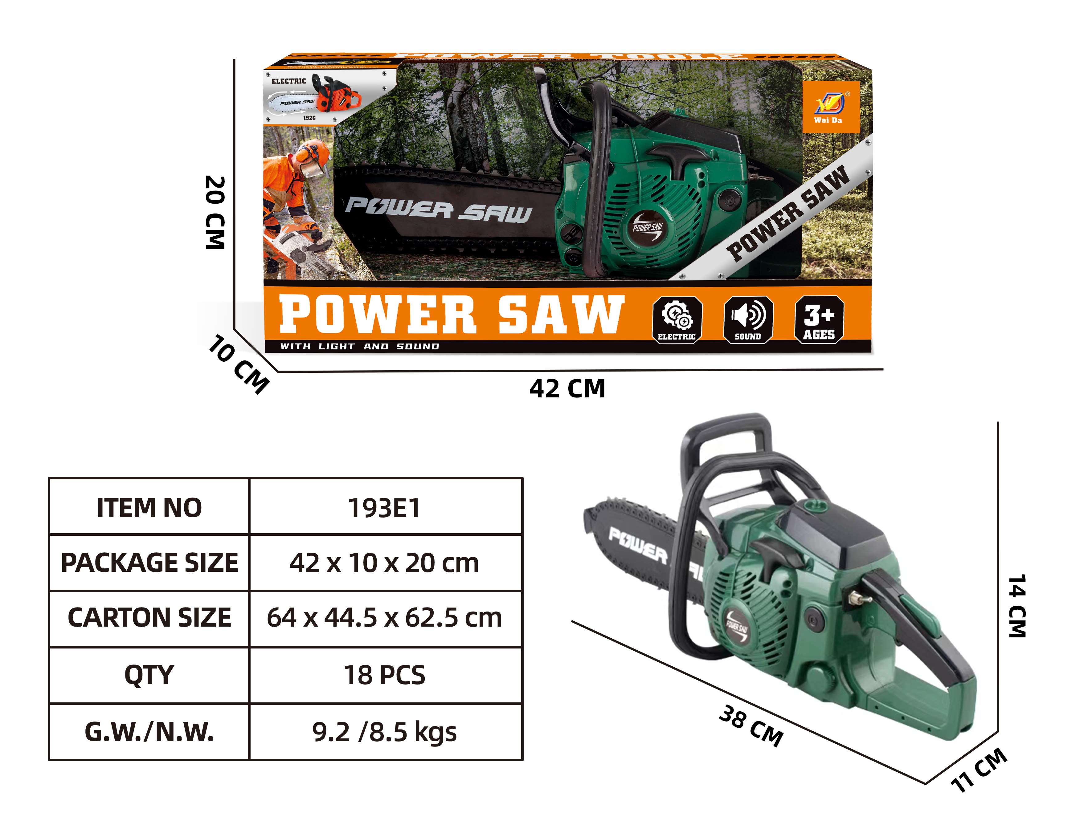 Игрушечная бензопила Power Saw