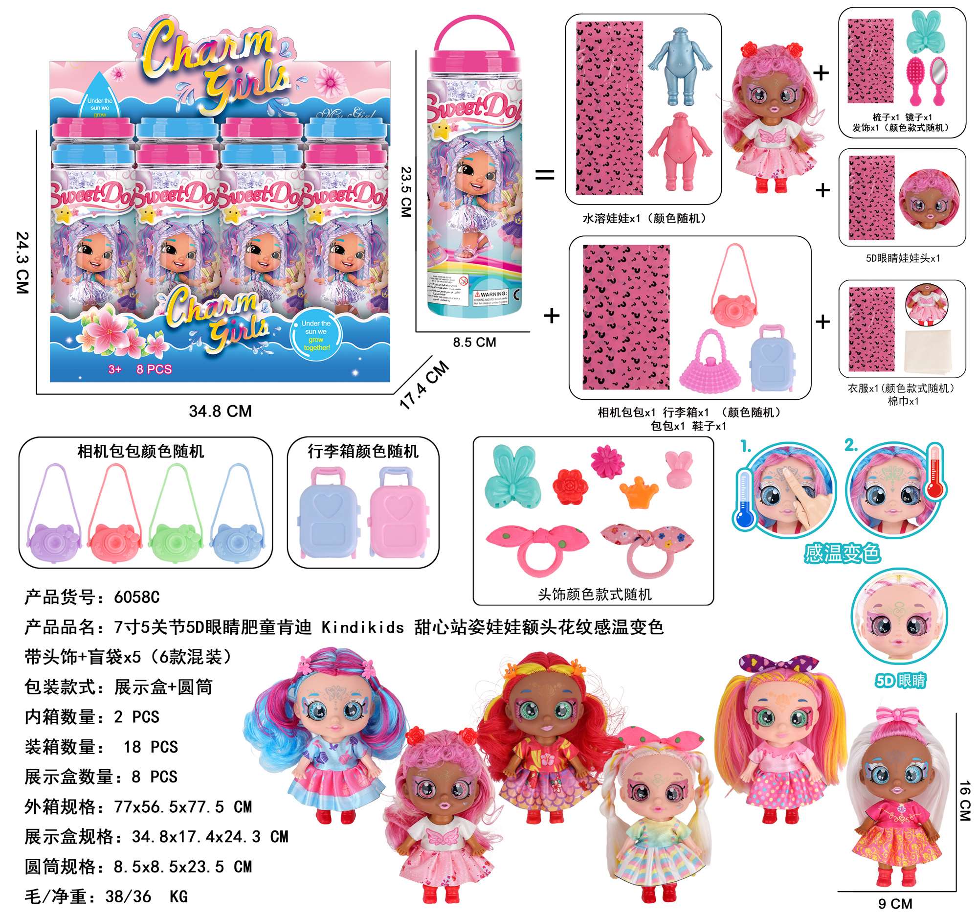 Кукла Kindikids Candy 18 см, 5 шарниров, с аксессуарами и сюрпризом