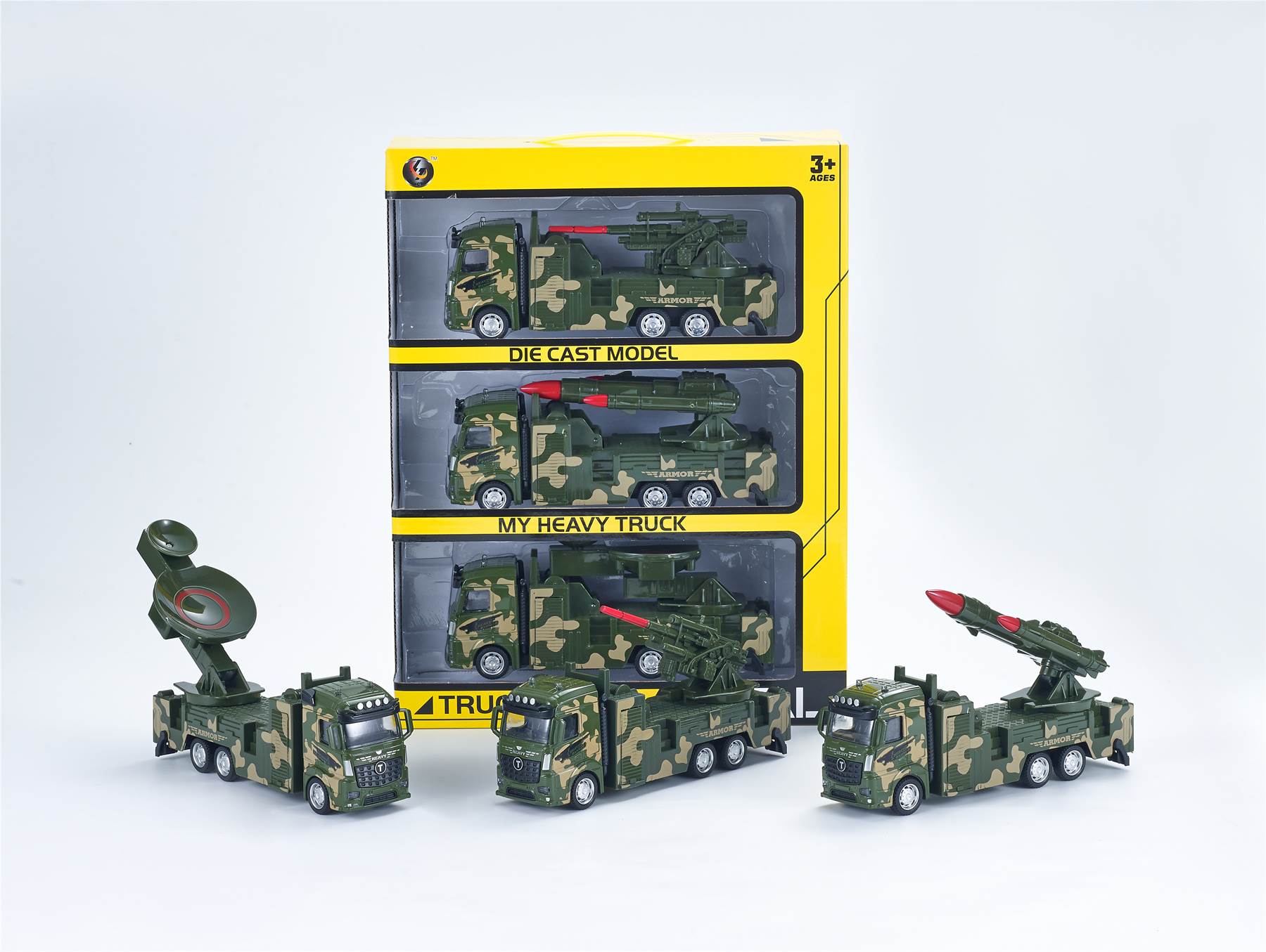 Военные машинки из металла 1:32, 3 шт. в коробке