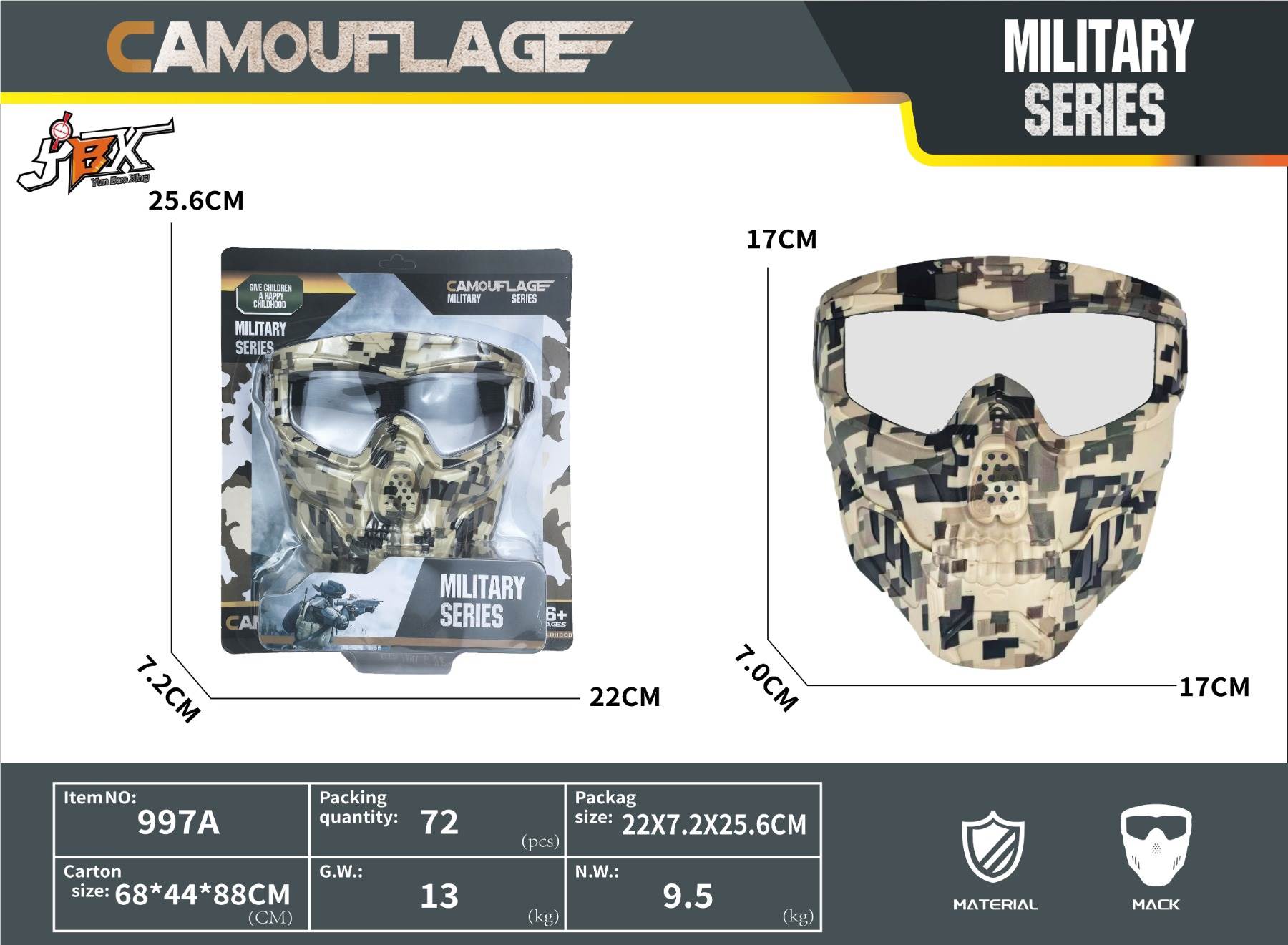Маска Desert Camouflage для военных игр