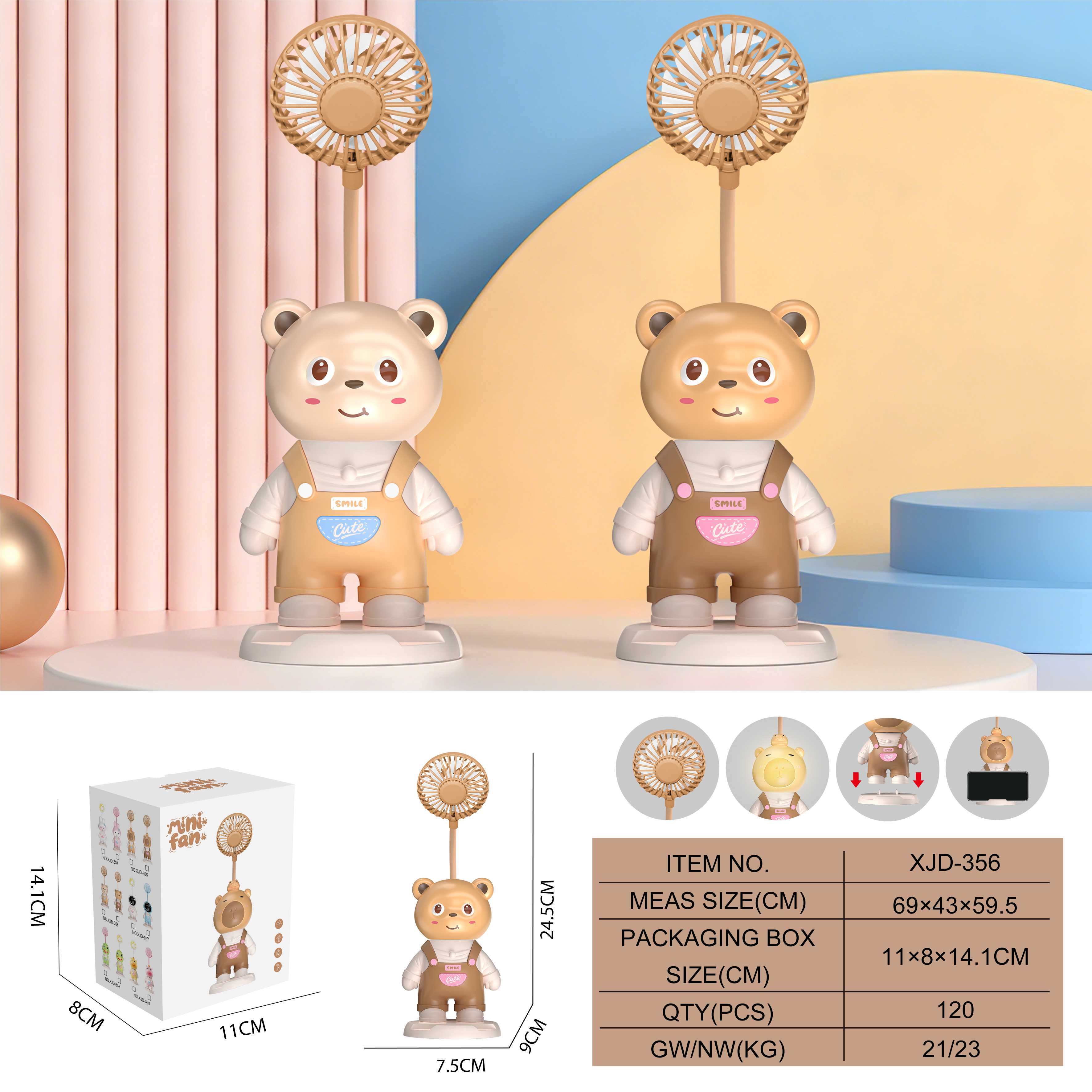 Вентилятор-ночник Grizzly в виде комбинезона, 3 режима
