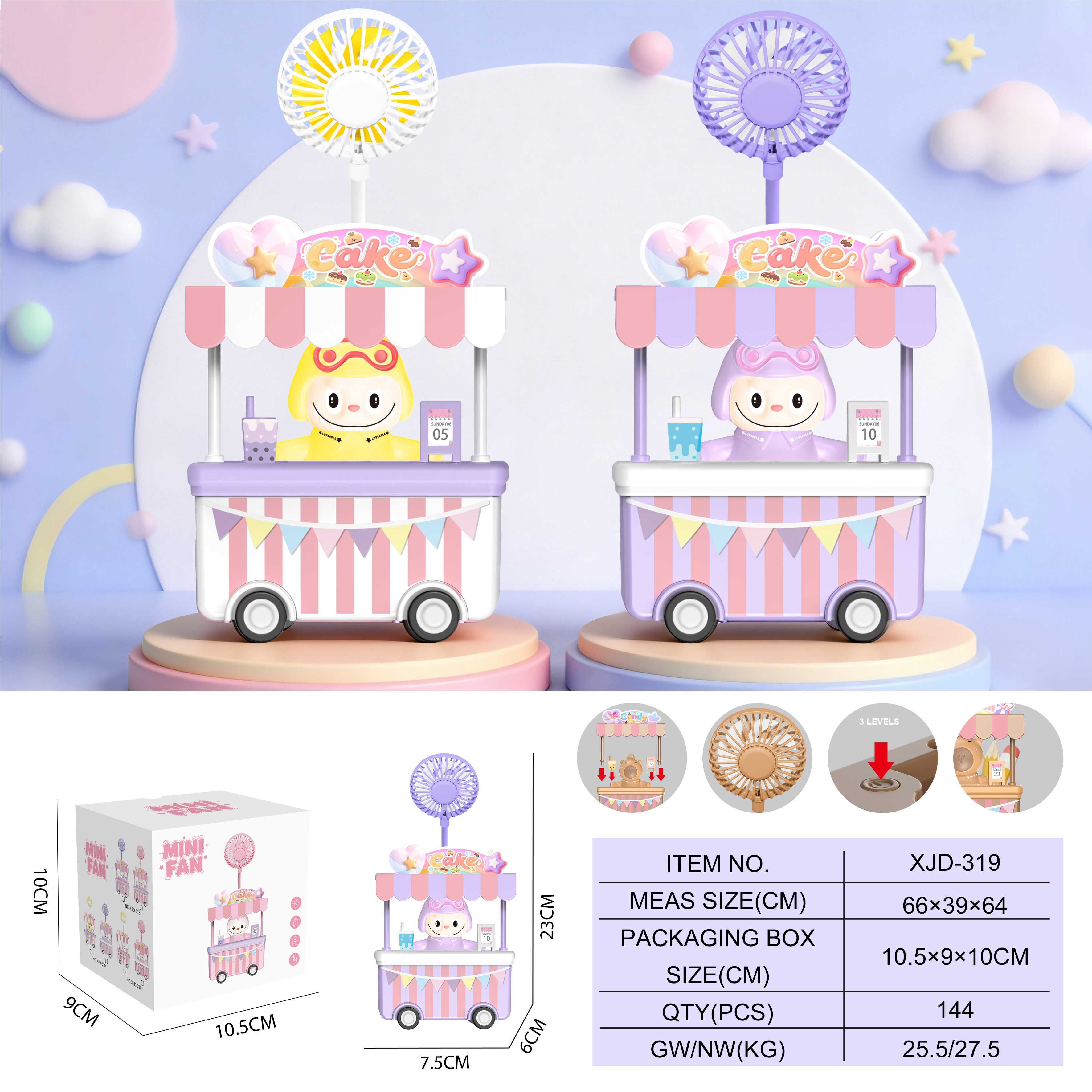 Вентилятор Labubu Moss Doll в виде фургона