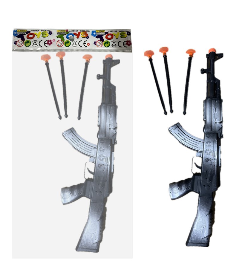 Игрушечный автомат AK-47, серебристый, стреляет мягкими пулями