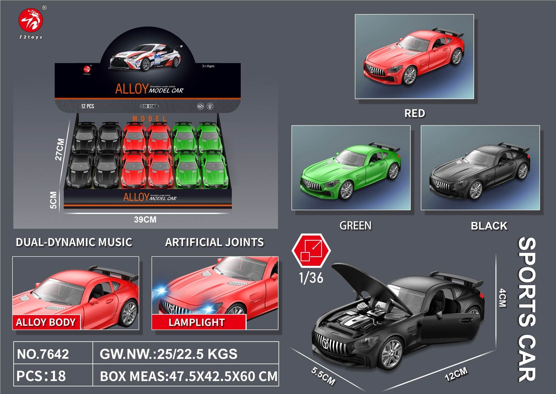 Модель Mercedes-Benz GTR Green Devil 1:36, 3 двери