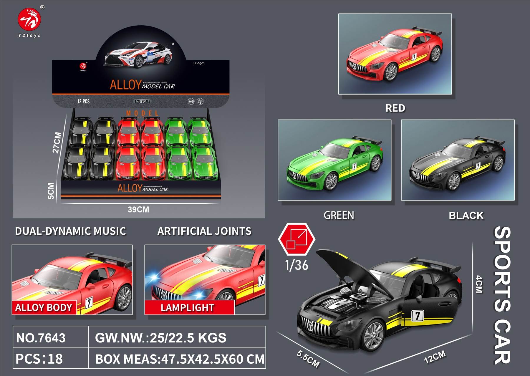 Модель Mercedes-Benz GTR Green Devil 1:36, 3 двери