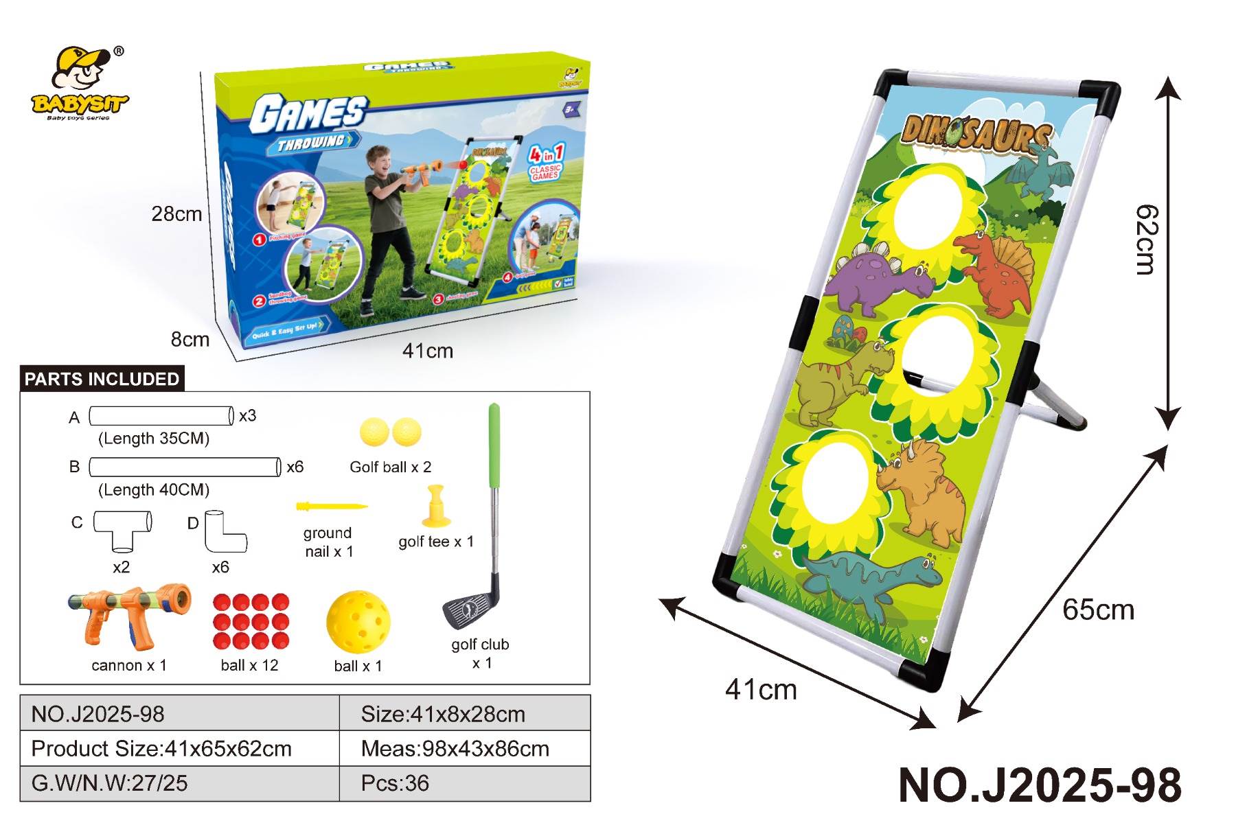 Игровой набор 4в1: динозавры, гольф, спорт