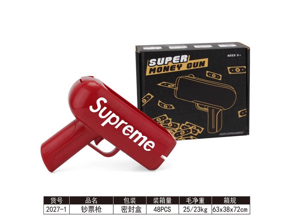 Игрушечный пистолет для денег Supreme + 100 купюр