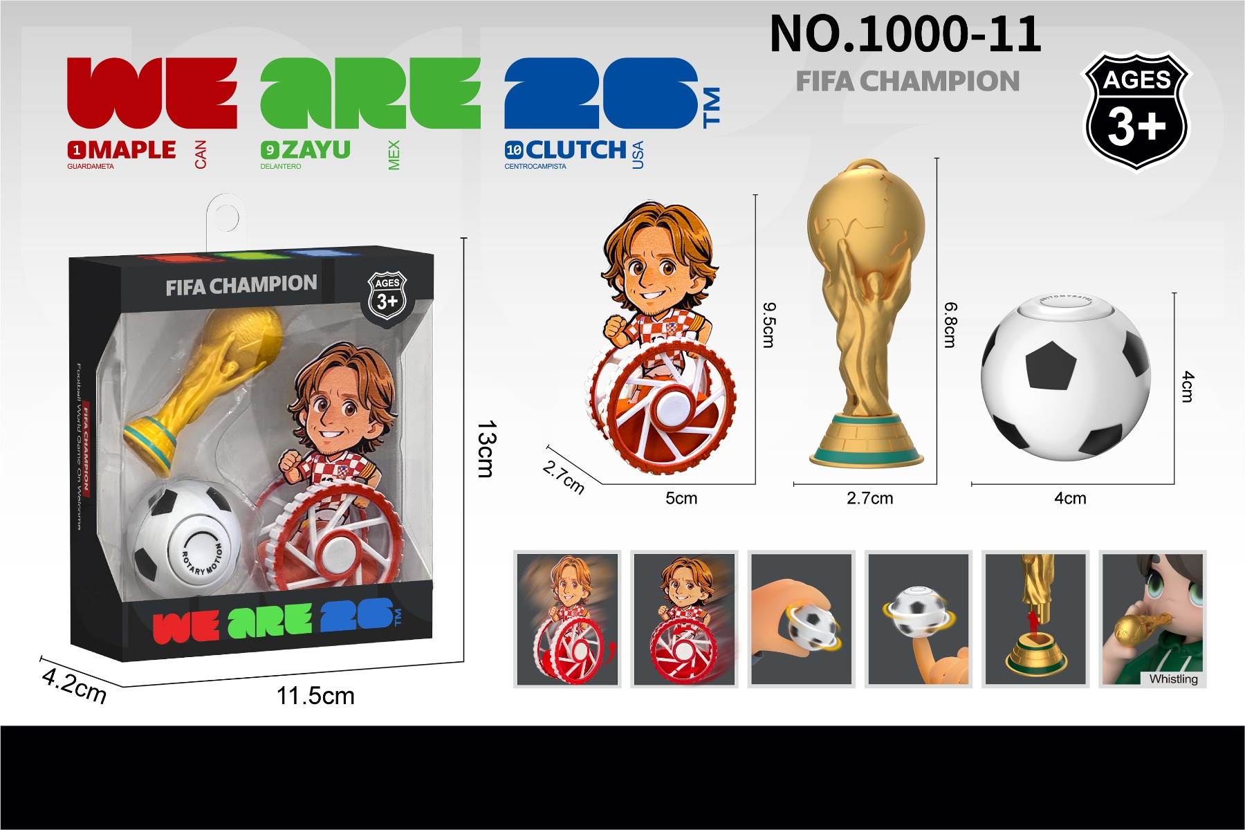 Набор игрушек World Cup: неваляшка, свисток-кубок, спиннер-футбол