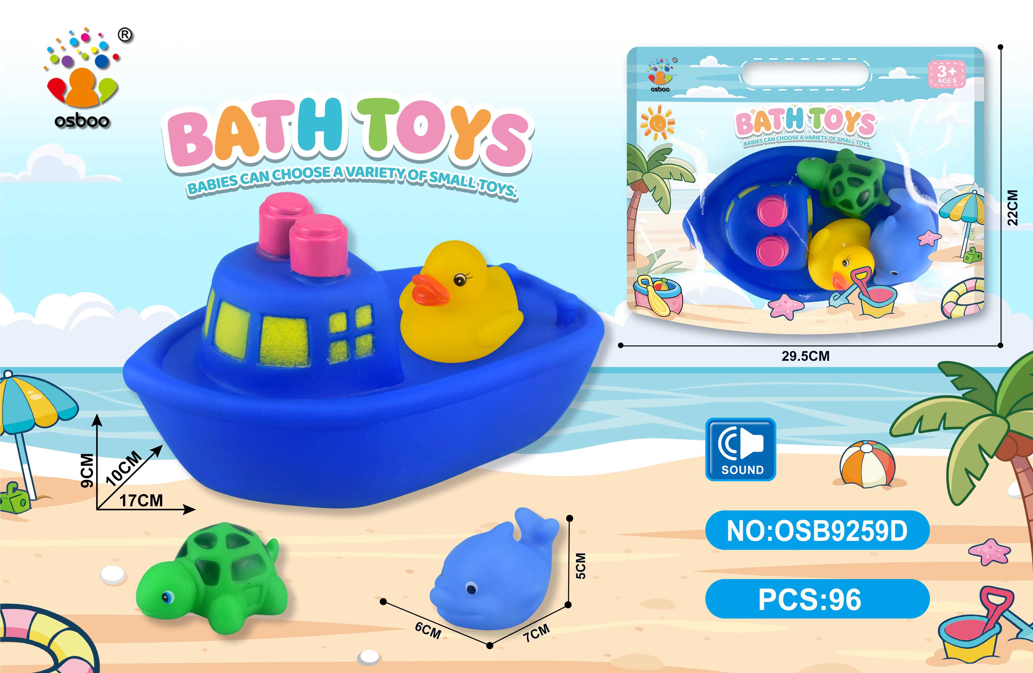 Игрушки для ванной: лодочки с животными из ПВХ