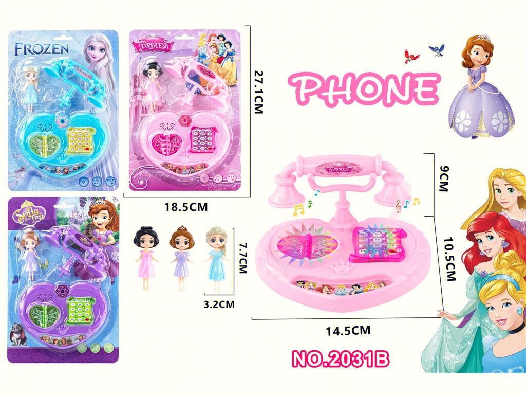 Игрушечный телефон "Сердечко" со светом и музыкой + кукла