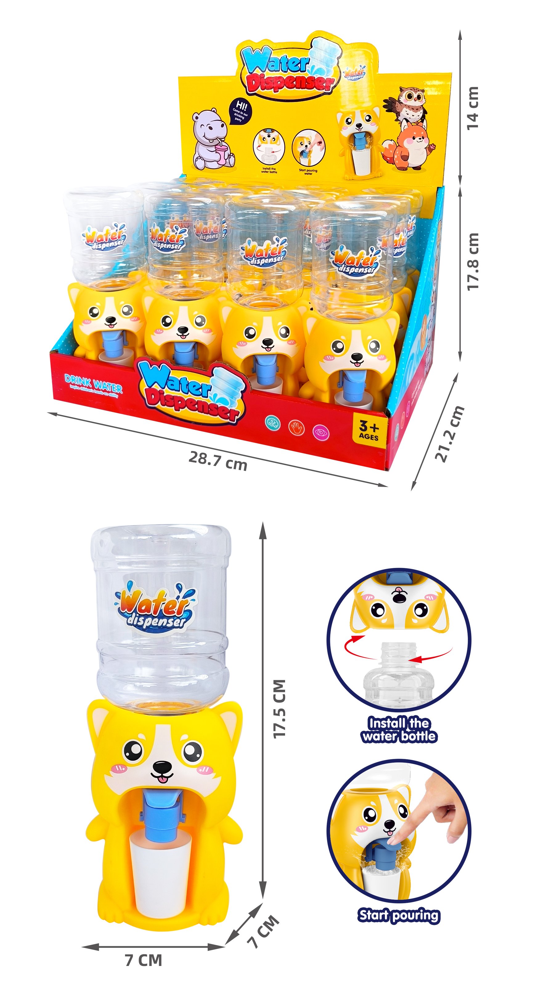 Игрушечный диспенсер для воды "Корги", 12 шт.