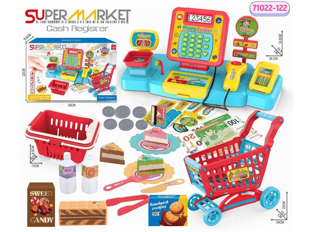 Игровой набор касса-тележка с тортом
