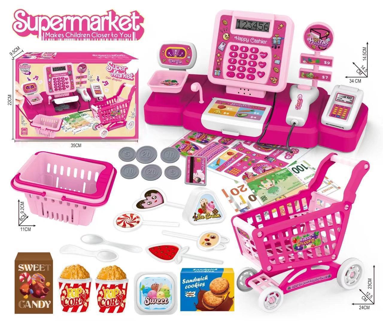 Игровой набор "Магазин": тележка, касса, леденцы