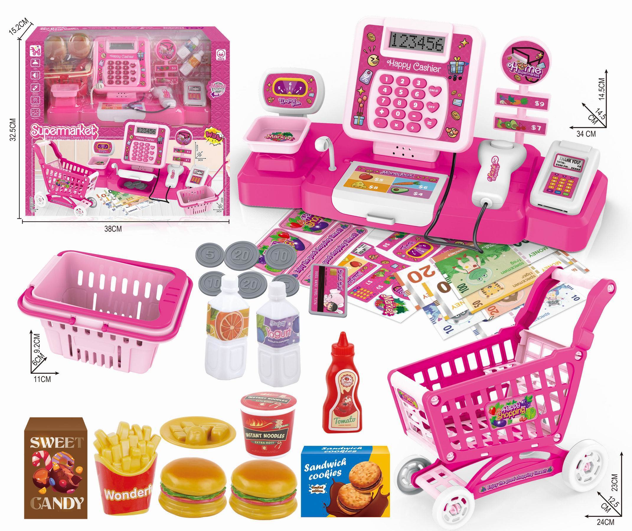 Игровой набор "Магазин": тележка, касса, леденцы