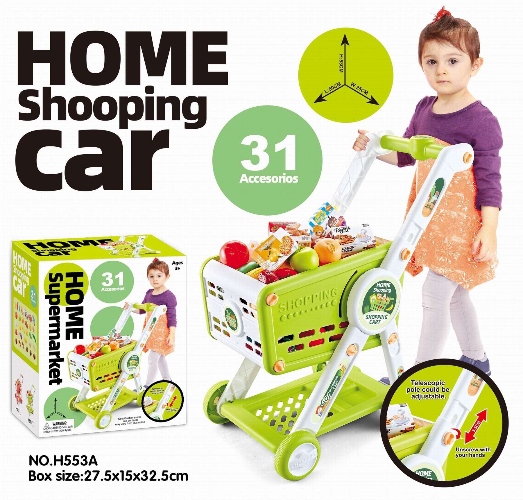 Игровой набор "Тележка с продуктами", 30 предметов