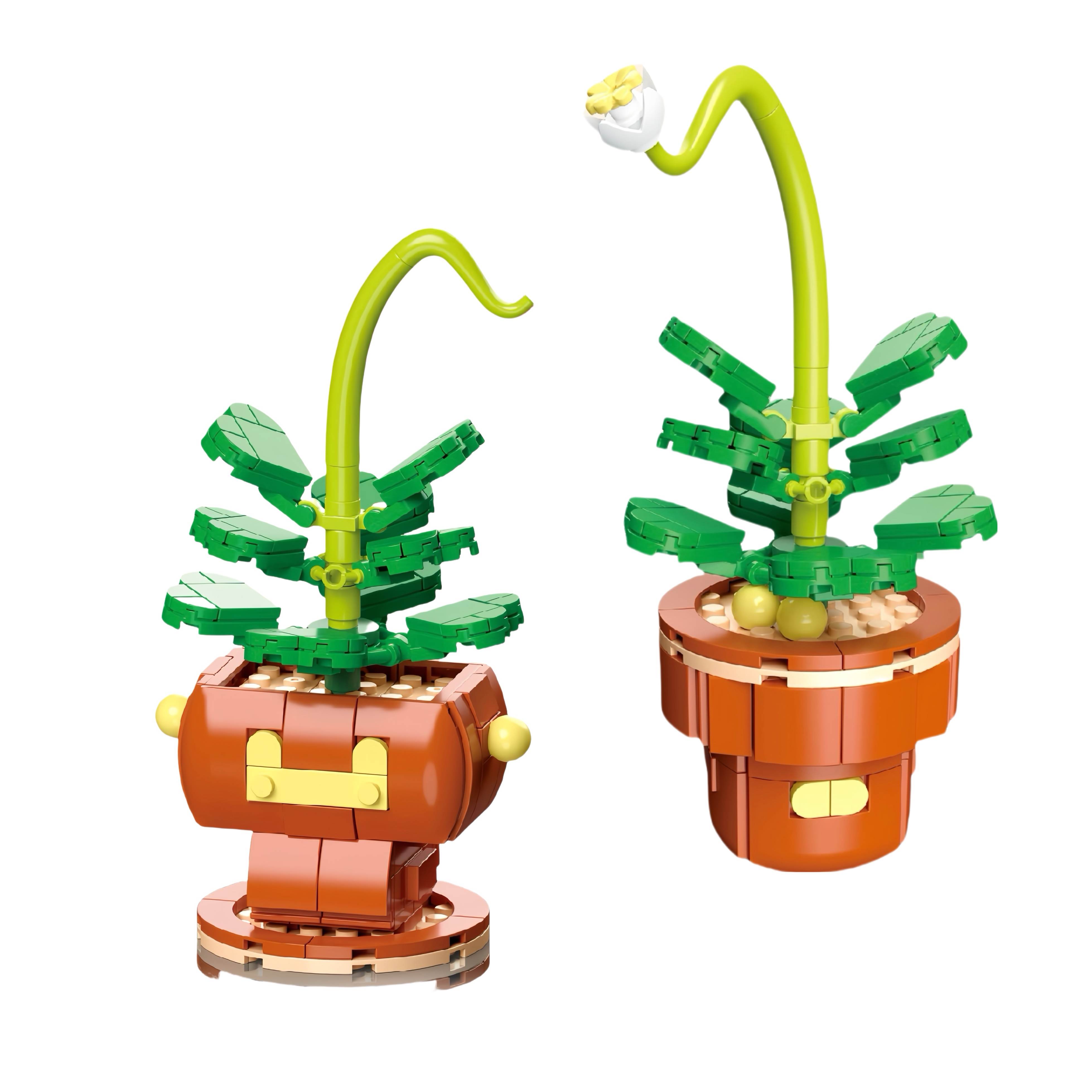 Конструктор LEGO-стиль: Суккуленты в горшке, 96 шт/кор