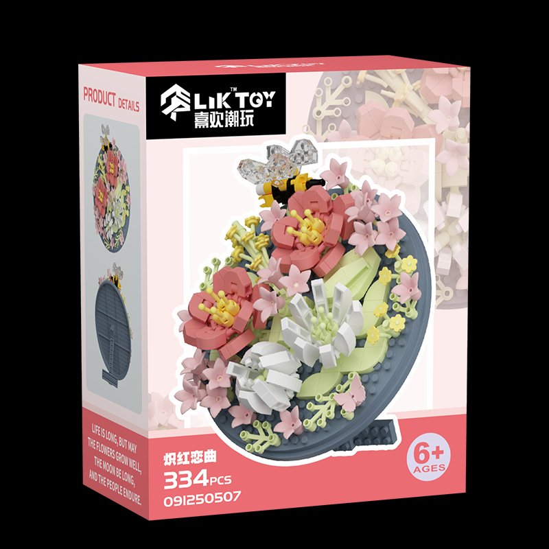 Конструктор цветы Красная Любовь, мелкие детали, тип Lego