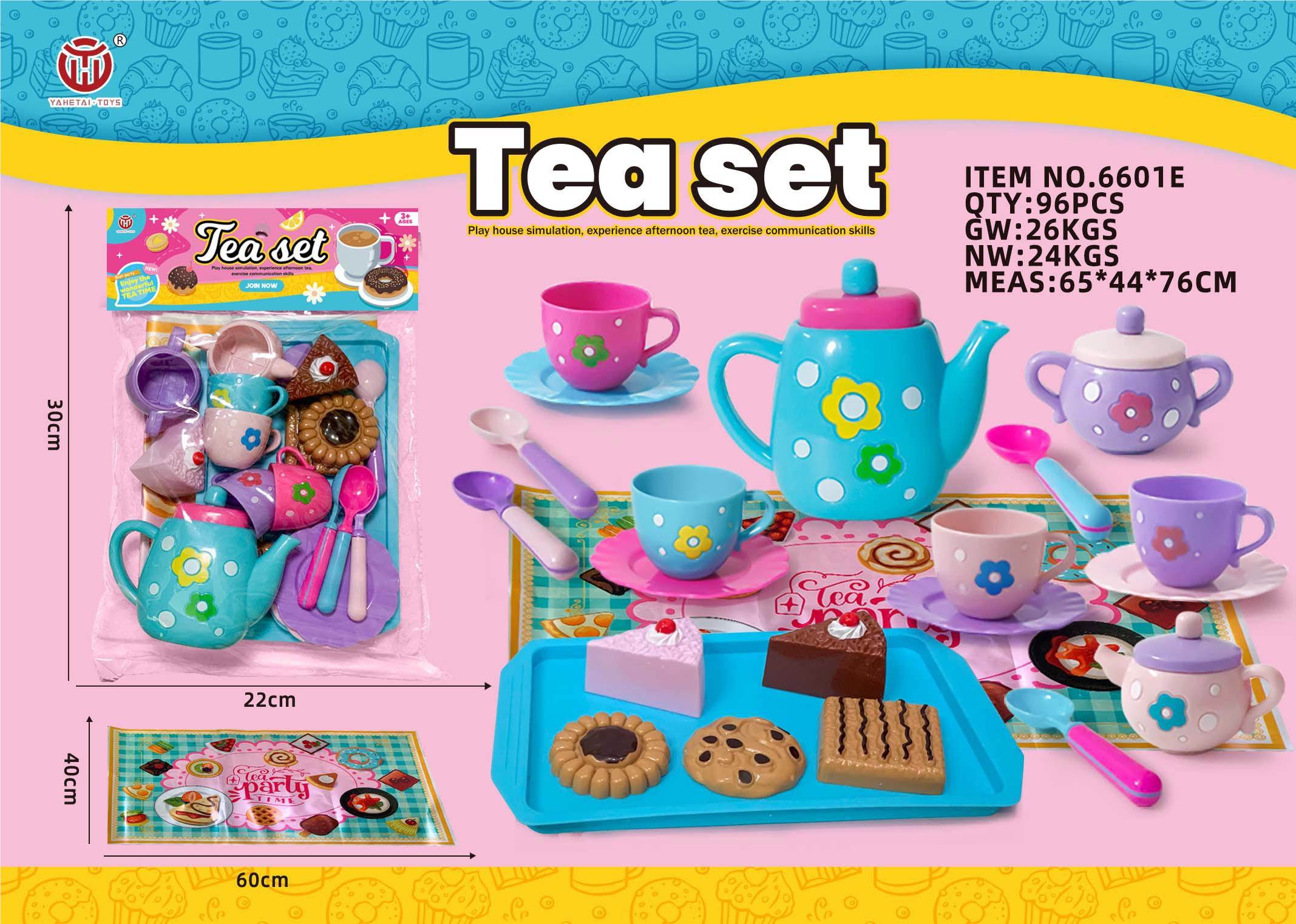 Игровой чайный сервиз с ковриком и подносом, 25 предметов