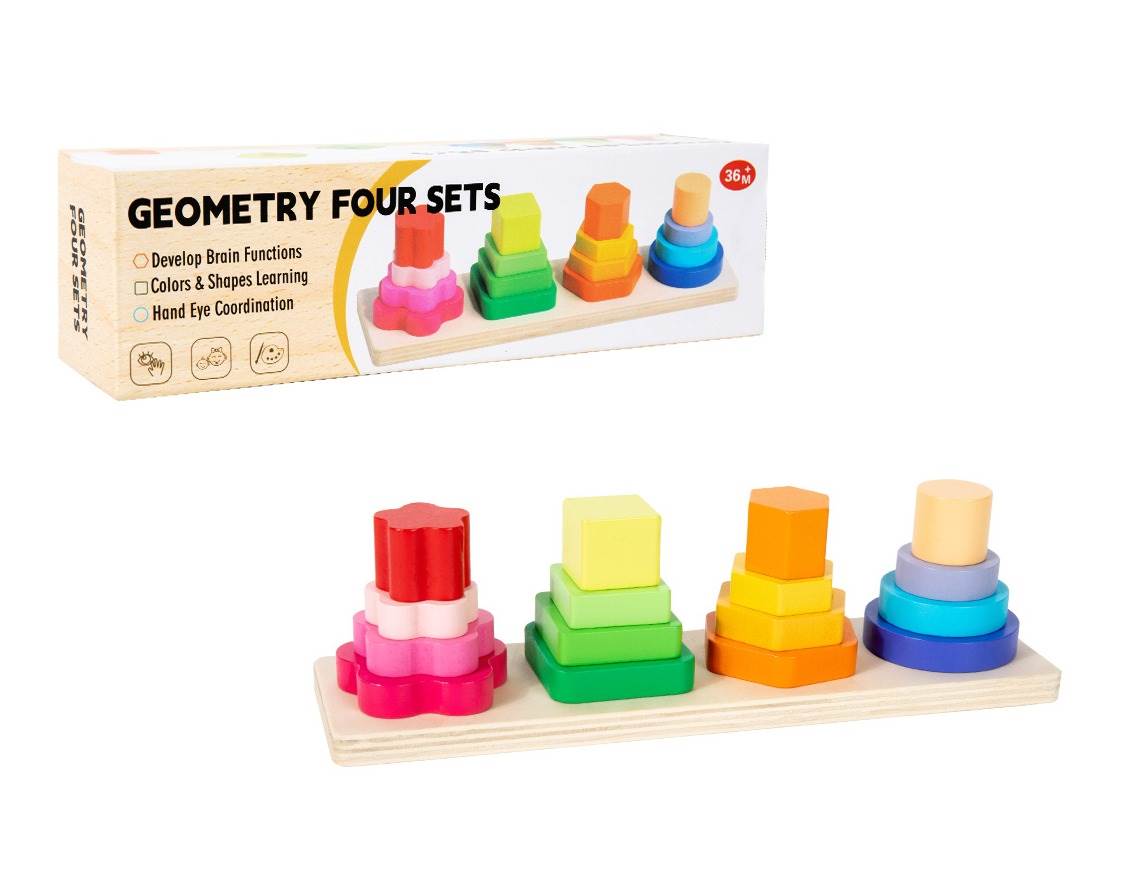 Деревянная пирамидка-сортер "Четыре столбика"