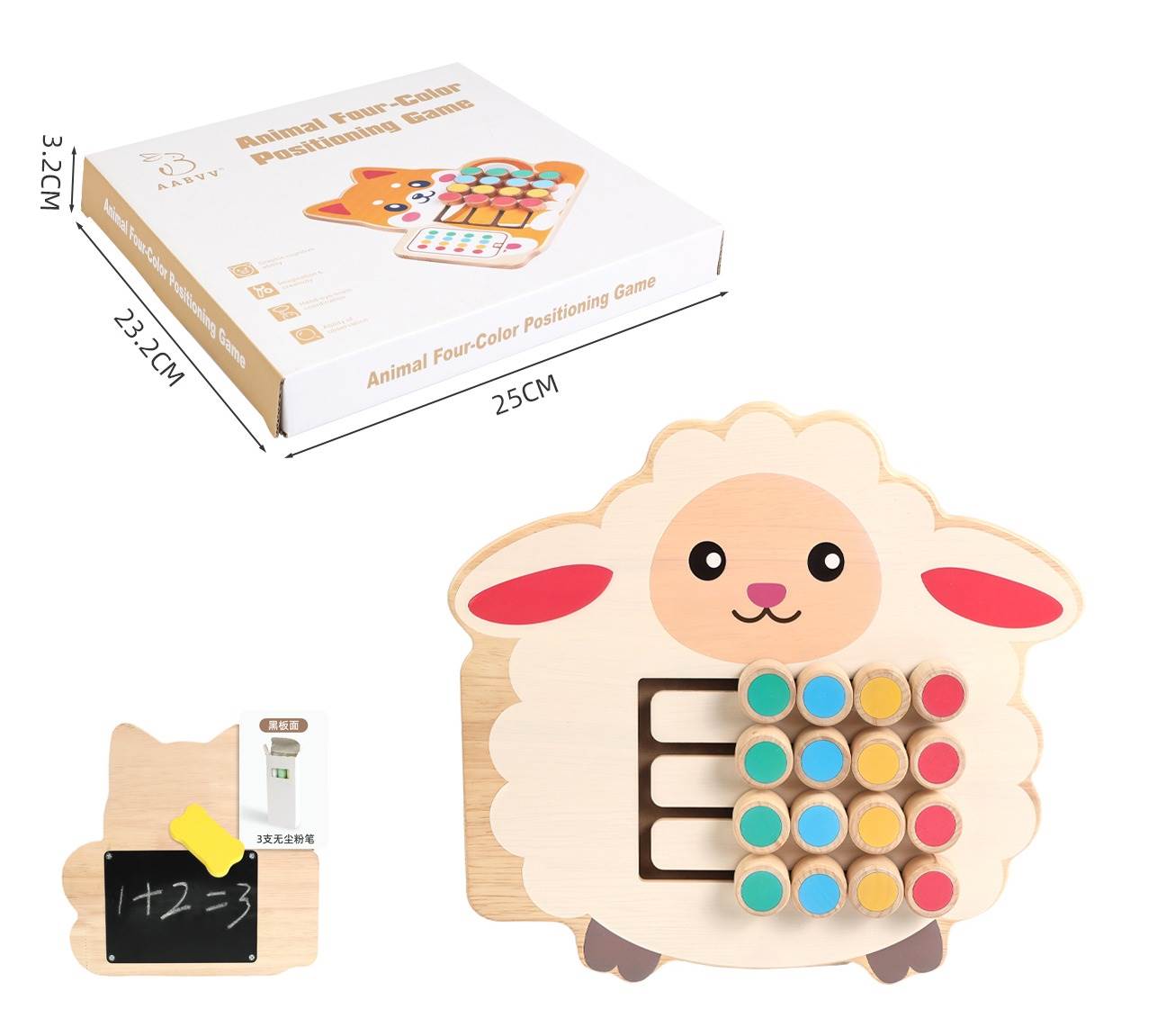 Деревянная игра 2в1: овечка, 4 цвета, шахматы и доска