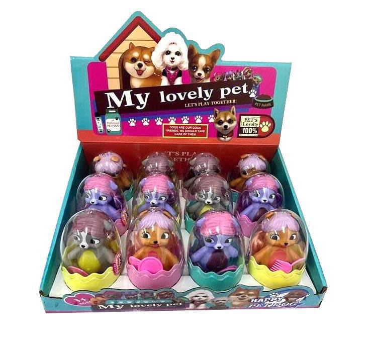Яйцо-сюрприз Щенок, 12 шт в блоке, мини-игрушка