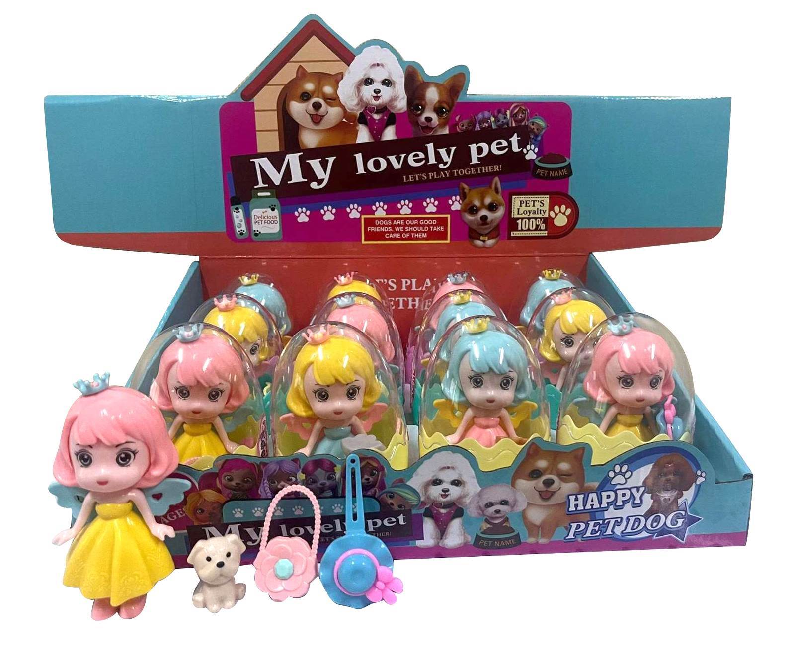 Мини-игрушки: кукольные щенки в чемодане, 12шт/уп